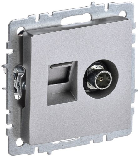 Розетка RJ45+TV Оконечная без рамки IEK Brite РТВ/РК12-БрА 2-м. алюминий картинка